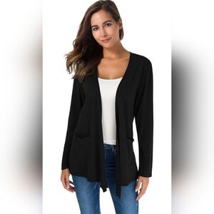 Women's Black Open Front Cardigan